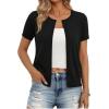 image:imageGRACE KARIN Short Sleeve Cardigan Summer Button up Sweaters for Women Lightweight Crew Neck Casual OutfitsBlack