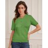 image:imageGRACE KARIN Short Sleeve Cardigan Summer Button up Sweaters for Women Lightweight Crew Neck Casual OutfitsForest Green
