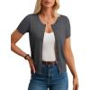 image:imageGRACE KARIN Short Sleeve Cardigan Summer Button up Sweaters for Women Lightweight Crew Neck Casual OutfitsGray Heather