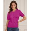 image:imageGRACE KARIN Short Sleeve Cardigan Summer Button up Sweaters for Women Lightweight Crew Neck Casual OutfitsHot Pink