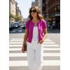 image:imageGRACE KARIN Short Sleeve Cardigan Summer Button up Sweaters for Women Lightweight Crew Neck Casual OutfitsHot Pink