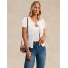image:imageGRACE KARIN Short Sleeve Cardigan Summer Button up Sweaters for Women Lightweight Crew Neck Casual OutfitsIvory