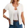 image:imageGRACE KARIN Short Sleeve Cardigan Summer Button up Sweaters for Women Lightweight Crew Neck Casual OutfitsIvory