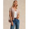 image:imageGRACE KARIN Short Sleeve Cardigan Summer Button up Sweaters for Women Lightweight Crew Neck Casual OutfitsKhaki