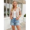 image:imageGRACE KARIN Short Sleeve Cardigan Summer Button up Sweaters for Women Lightweight Crew Neck Casual OutfitsKhaki