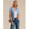 image:imageGRACE KARIN Short Sleeve Cardigan Summer Button up Sweaters for Women Lightweight Crew Neck Casual OutfitsLight Blue