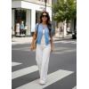 image:imageGRACE KARIN Short Sleeve Cardigan Summer Button up Sweaters for Women Lightweight Crew Neck Casual OutfitsLight Blue