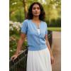 image:imageGRACE KARIN Short Sleeve Cardigan Summer Button up Sweaters for Women Lightweight Crew Neck Casual OutfitsLight Blue