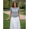 image:imageGRACE KARIN Short Sleeve Cardigan Summer Button up Sweaters for Women Lightweight Crew Neck Casual OutfitsLight Gray