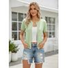 image:imageGRACE KARIN Short Sleeve Cardigan Summer Button up Sweaters for Women Lightweight Crew Neck Casual OutfitsLight Green