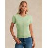 image:imageGRACE KARIN Short Sleeve Cardigan Summer Button up Sweaters for Women Lightweight Crew Neck Casual OutfitsLight Green