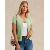 image:imageGRACE KARIN Short Sleeve Cardigan Summer Button up Sweaters for Women Lightweight Crew Neck Casual OutfitsLight Green