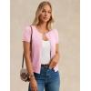 image:imageGRACE KARIN Short Sleeve Cardigan Summer Button up Sweaters for Women Lightweight Crew Neck Casual OutfitsLight Pink