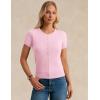 image:imageGRACE KARIN Short Sleeve Cardigan Summer Button up Sweaters for Women Lightweight Crew Neck Casual OutfitsLight Pink