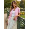 image:imageGRACE KARIN Short Sleeve Cardigan Summer Button up Sweaters for Women Lightweight Crew Neck Casual OutfitsLight Pink