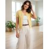 image:imageGRACE KARIN Short Sleeve Cardigan Summer Button up Sweaters for Women Lightweight Crew Neck Casual OutfitsLight Yellow