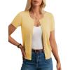 image:imageGRACE KARIN Short Sleeve Cardigan Summer Button up Sweaters for Women Lightweight Crew Neck Casual OutfitsLight Yellow