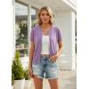 image:imageGRACE KARIN Short Sleeve Cardigan Summer Button up Sweaters for Women Lightweight Crew Neck Casual OutfitsPurple
