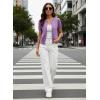 image:imageGRACE KARIN Short Sleeve Cardigan Summer Button up Sweaters for Women Lightweight Crew Neck Casual OutfitsPurple