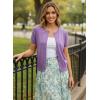 image:imageGRACE KARIN Short Sleeve Cardigan Summer Button up Sweaters for Women Lightweight Crew Neck Casual OutfitsPurple