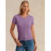 image:imageGRACE KARIN Short Sleeve Cardigan Summer Button up Sweaters for Women Lightweight Crew Neck Casual OutfitsPurple