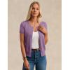 image:imageGRACE KARIN Short Sleeve Cardigan Summer Button up Sweaters for Women Lightweight Crew Neck Casual OutfitsPurple