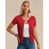 image:imageGRACE KARIN Short Sleeve Cardigan Summer Button up Sweaters for Women Lightweight Crew Neck Casual OutfitsRed