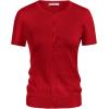 image:imageGRACE KARIN Short Sleeve Cardigan Summer Button up Sweaters for Women Lightweight Crew Neck Casual OutfitsRed