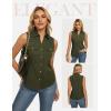 image:imageGRACE KARIN Women Sleeveless Button Down Shirts Summer Solid Dressy Casual Blouse V Neck Tank Top Business Work 2026 TrendyArmy Green