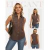 image:imageGRACE KARIN Women Sleeveless Button Down Shirts Summer Solid Dressy Casual Blouse V Neck Tank Top Business Work 2026 TrendyCoffee