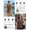 image:imageGRACE KARIN Women Sleeveless Button Down Shirts Summer Solid Dressy Casual Blouse V Neck Tank Top Business Work 2026 TrendyCoffee