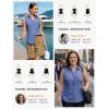 image:imageGRACE KARIN Women Sleeveless Button Down Shirts Summer Solid Dressy Casual Blouse V Neck Tank Top Business Work 2026 TrendyDark Denim Blue