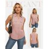 image:imageGRACE KARIN Women Sleeveless Button Down Shirts Summer Solid Dressy Casual Blouse V Neck Tank Top Business Work 2026 TrendyDusty Pink