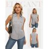 image:imageGRACE KARIN Women Sleeveless Button Down Shirts Summer Solid Dressy Casual Blouse V Neck Tank Top Business Work 2026 TrendyFlower Gray