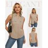 image:imageGRACE KARIN Women Sleeveless Button Down Shirts Summer Solid Dressy Casual Blouse V Neck Tank Top Business Work 2026 TrendyKhaki