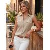 image:imageGRACE KARIN Women Sleeveless Button Down Shirts Summer Solid Dressy Casual Blouse V Neck Tank Top Business Work 2026 TrendyKhaki