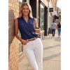 image:imageGRACE KARIN Women Sleeveless Button Down Shirts Summer Solid Dressy Casual Blouse V Neck Tank Top Business Work 2026 TrendyNavy Blue