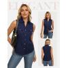 image:imageGRACE KARIN Women Sleeveless Button Down Shirts Summer Solid Dressy Casual Blouse V Neck Tank Top Business Work 2026 TrendyNavy Blue