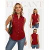image:imageGRACE KARIN Women Sleeveless Button Down Shirts Summer Solid Dressy Casual Blouse V Neck Tank Top Business Work 2026 TrendyRed
