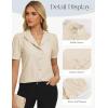 image:imageGRACE KARIN Womens 2026 Summer Short Sleeve Tops Dressy Casual V Neck Blouses Trendy Button Down Shirts Work OfficeApricot