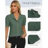 image:imageGRACE KARIN Womens 2026 Summer Short Sleeve Tops Dressy Casual V Neck Blouses Trendy Button Down Shirts Work OfficeArmy Green