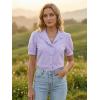image:imageGRACE KARIN Womens 2026 Summer Short Sleeve Tops Dressy Casual V Neck Blouses Trendy Button Down Shirts Work OfficeLight Purple