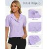 image:imageGRACE KARIN Womens 2026 Summer Short Sleeve Tops Dressy Casual V Neck Blouses Trendy Button Down Shirts Work OfficeLight Purple