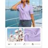 image:imageGRACE KARIN Womens 2026 Summer Short Sleeve Tops Dressy Casual V Neck Blouses Trendy Button Down Shirts Work OfficeLight Purple