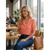 image:imageGRACE KARIN Womens 2026 Summer Short Sleeve Tops Dressy Casual V Neck Blouses Trendy Button Down Shirts Work OfficeOrange Pink