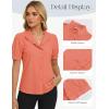 image:imageGRACE KARIN Womens 2026 Summer Short Sleeve Tops Dressy Casual V Neck Blouses Trendy Button Down Shirts Work OfficeOrange Pink