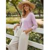 image:imageGRACE KARIN Womens 34 Sleeve Cropped Cardigan Sweater Lightweight Open Front Dressy Causal Shrug Spring FashionLight Purple