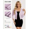 image:imageGRACE KARIN Womens 34 Sleeve Cropped Cardigan Sweater Lightweight Open Front Dressy Causal Shrug Spring FashionLight Purple