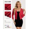 image:imageGRACE KARIN Womens 34 Sleeve Cropped Cardigan Sweater Lightweight Open Front Dressy Causal Shrug Spring FashionRed