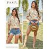image:imageGRACE KARIN Womens Boho Tops Summer Spring Cotton Floral Blouses Short Sleeve Print Shirts V Neck Beach Vacation Clothes 2026Beige Plaid Floral